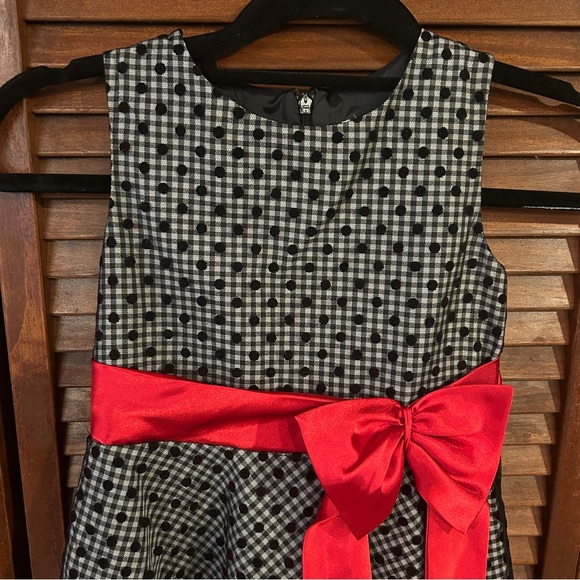 Samantha Says Black Gingham Dress with Red Bow - Picture 2 of 13